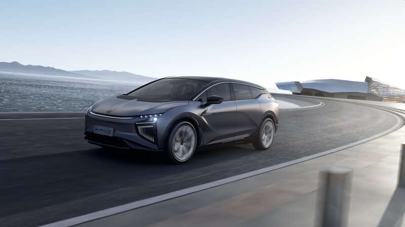 Silver Electric Car — Gray, Serene