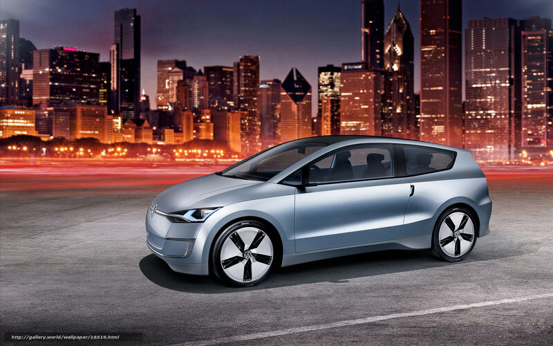 Silver electric car in city
