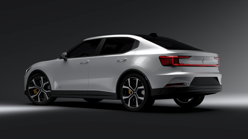 Silver Electric Car — White, Dramatic