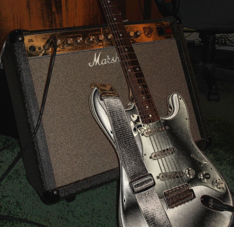 Silver Electric Guitar — Dramatic