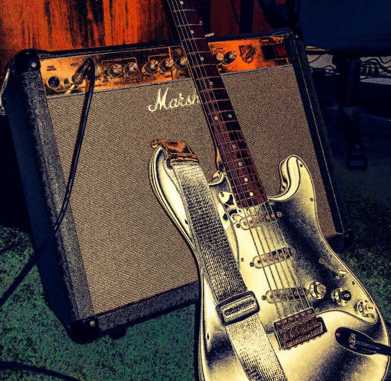 Silver Electric Guitar — Gold