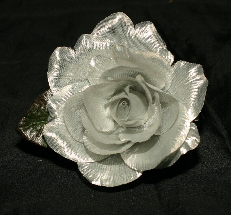 Silver Fabric Rose