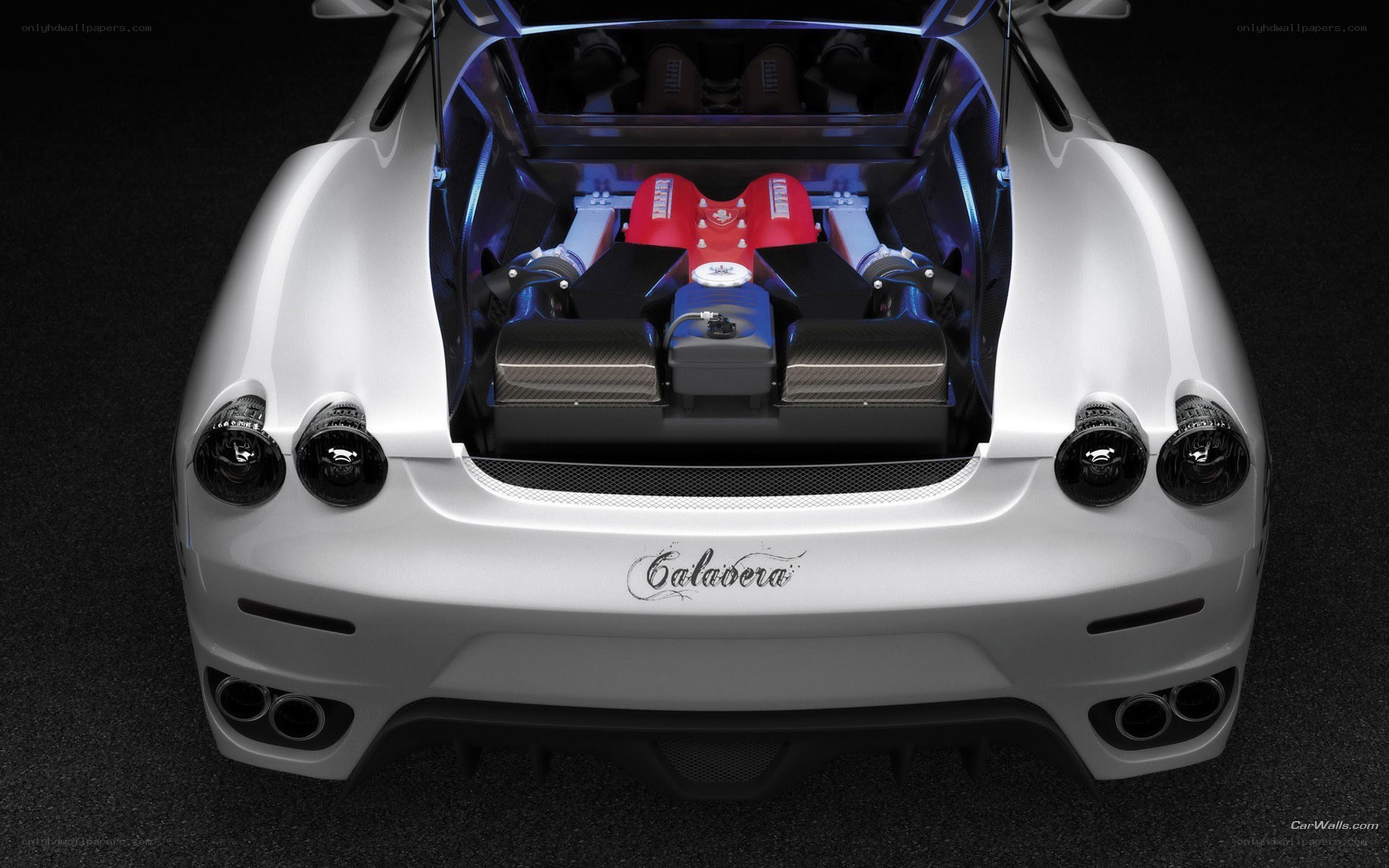 Silver Ferrari Calavera rear view