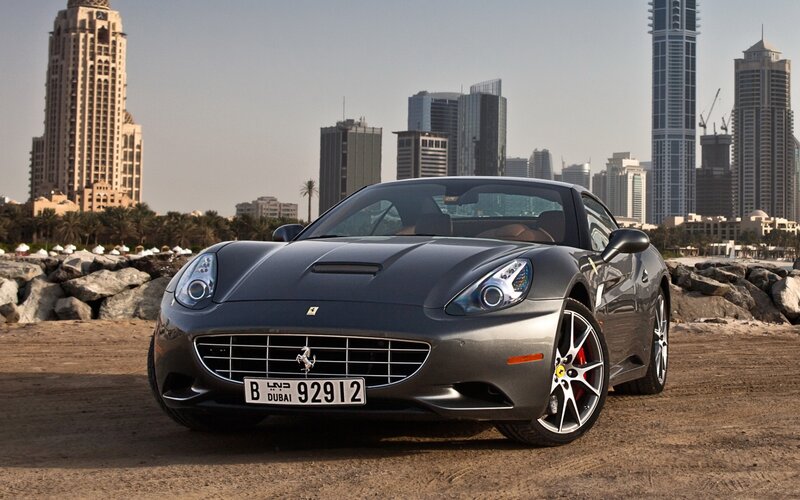Silver Ferrari Car — Gray, Dramatic