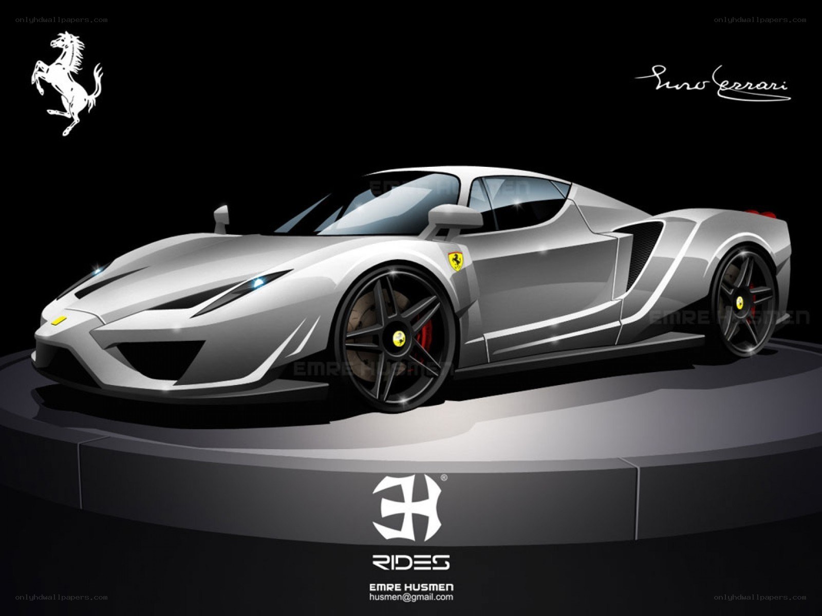 Silver Ferrari Concept Car
