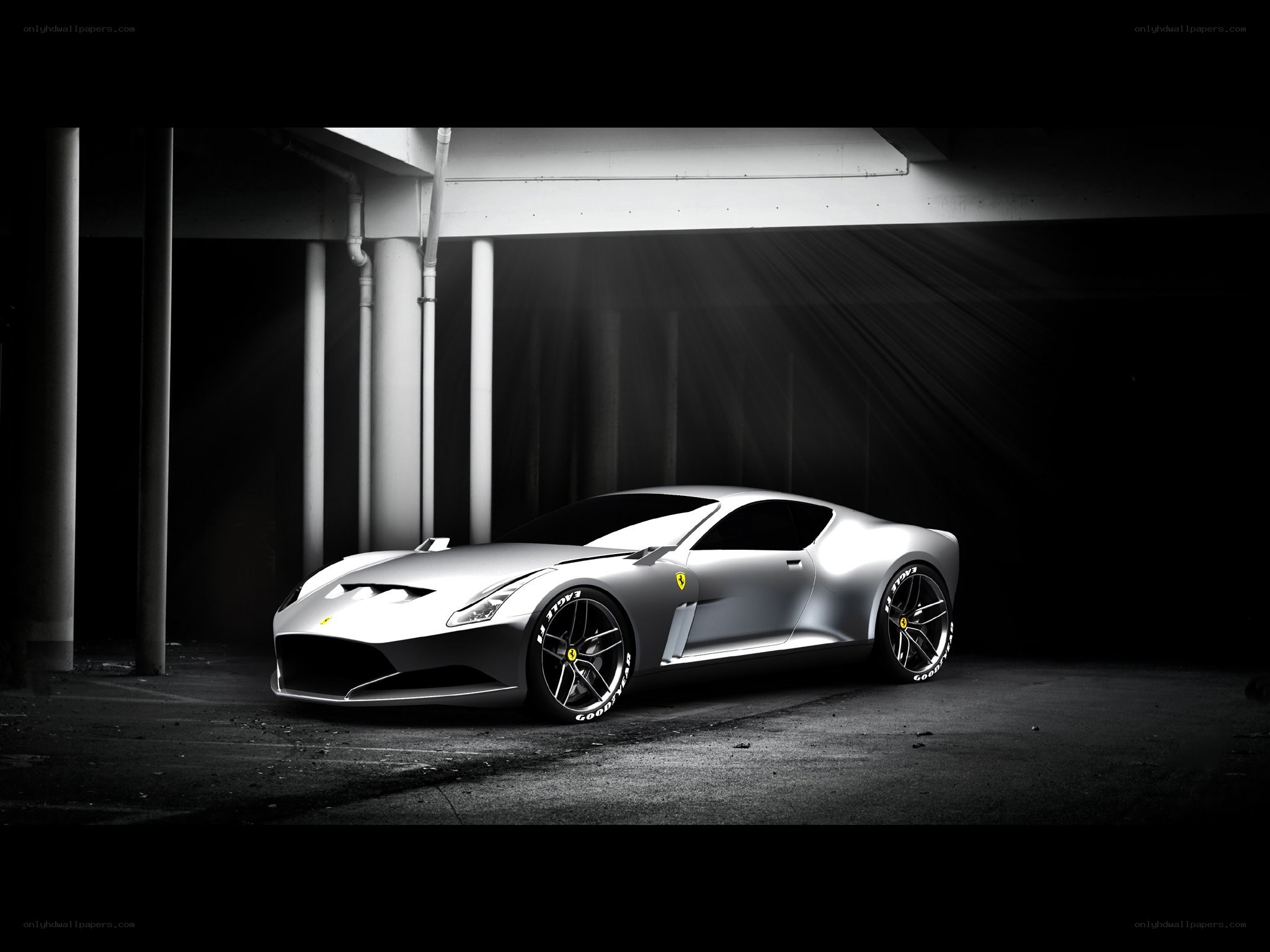 Silver Ferrari concept car