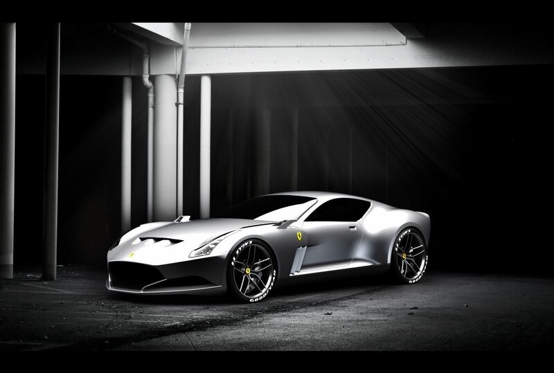 Silver Ferrari concept car