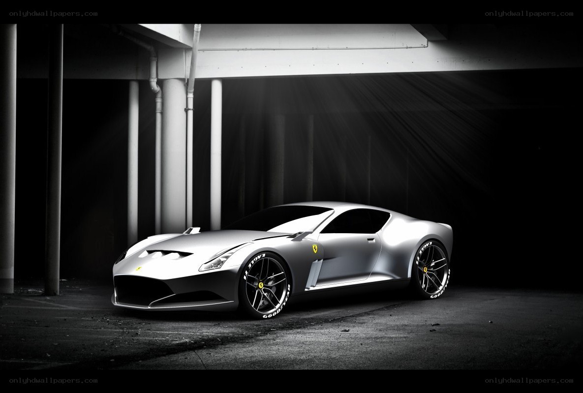 Silver Ferrari concept car