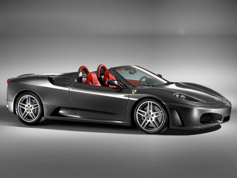 Silver Ferrari Convertible — Gray, Dramatic, Photograph, Red Seats