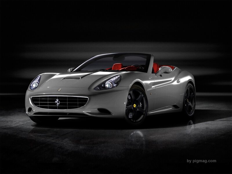 Silver Ferrari Convertible — Gray, Dramatic