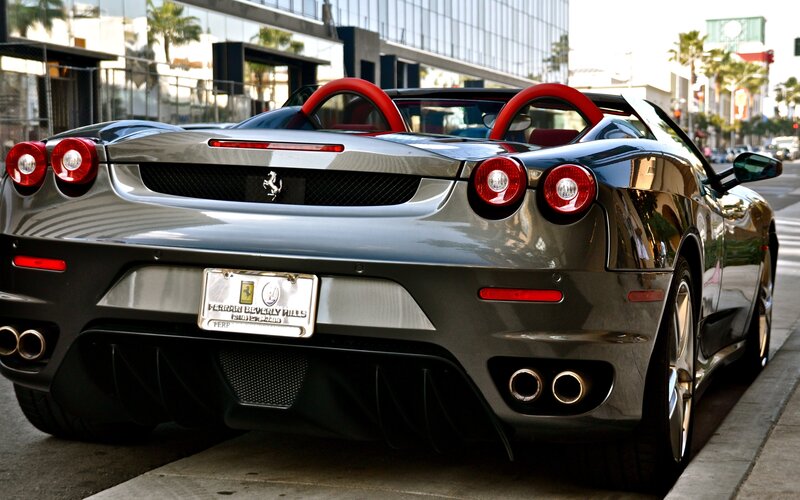 Silver Ferrari Convertible — Gray, Urban