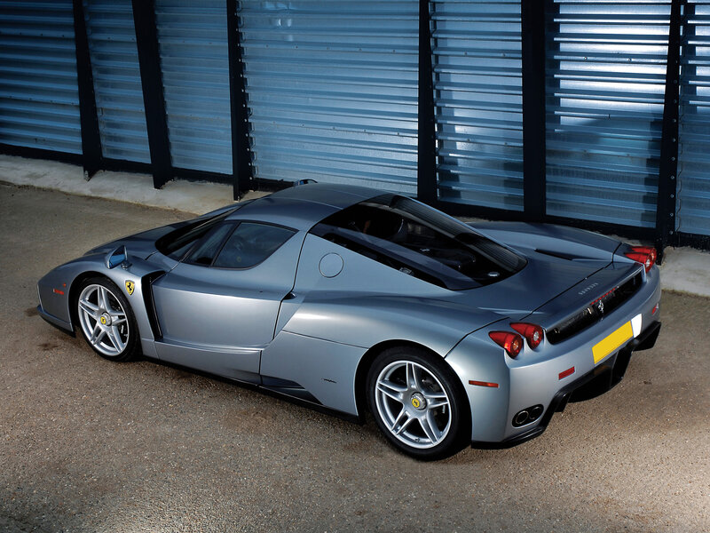 Silver Ferrari Enzo — Dramatic, Photograph, Car