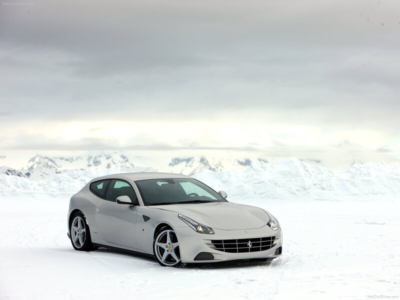 Silver Ferrari FF in snow