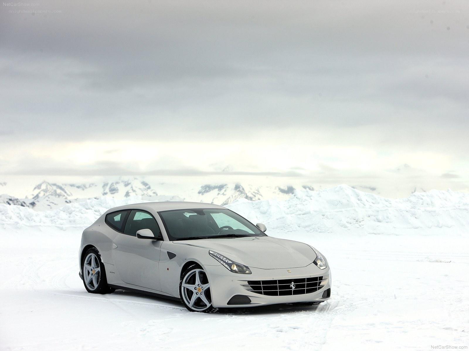Silver Ferrari FF in snow
