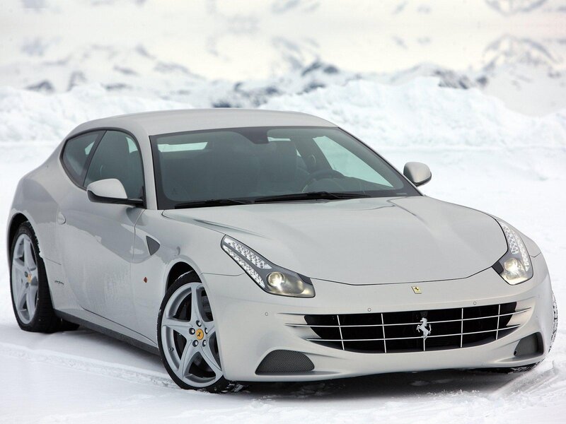 Silver Ferrari FF in snow