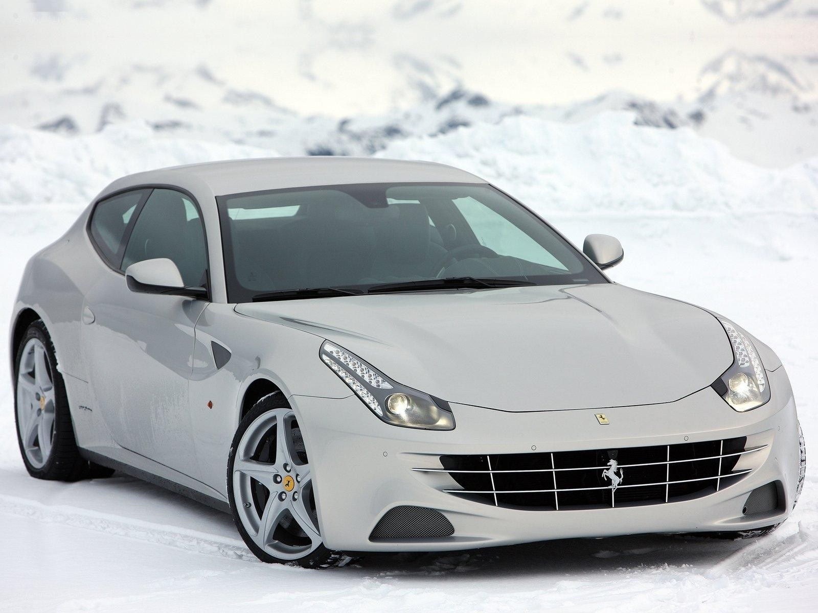Silver Ferrari FF in snow