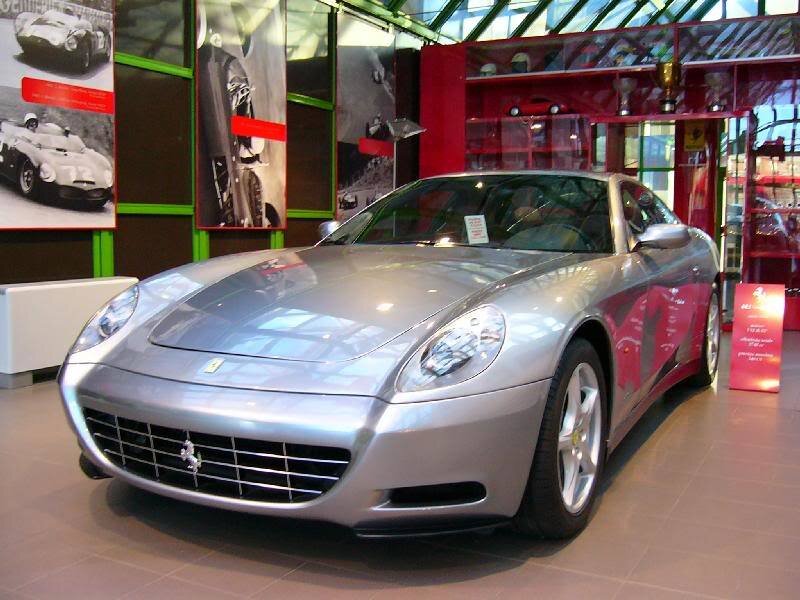 Silver Ferrari in showroom