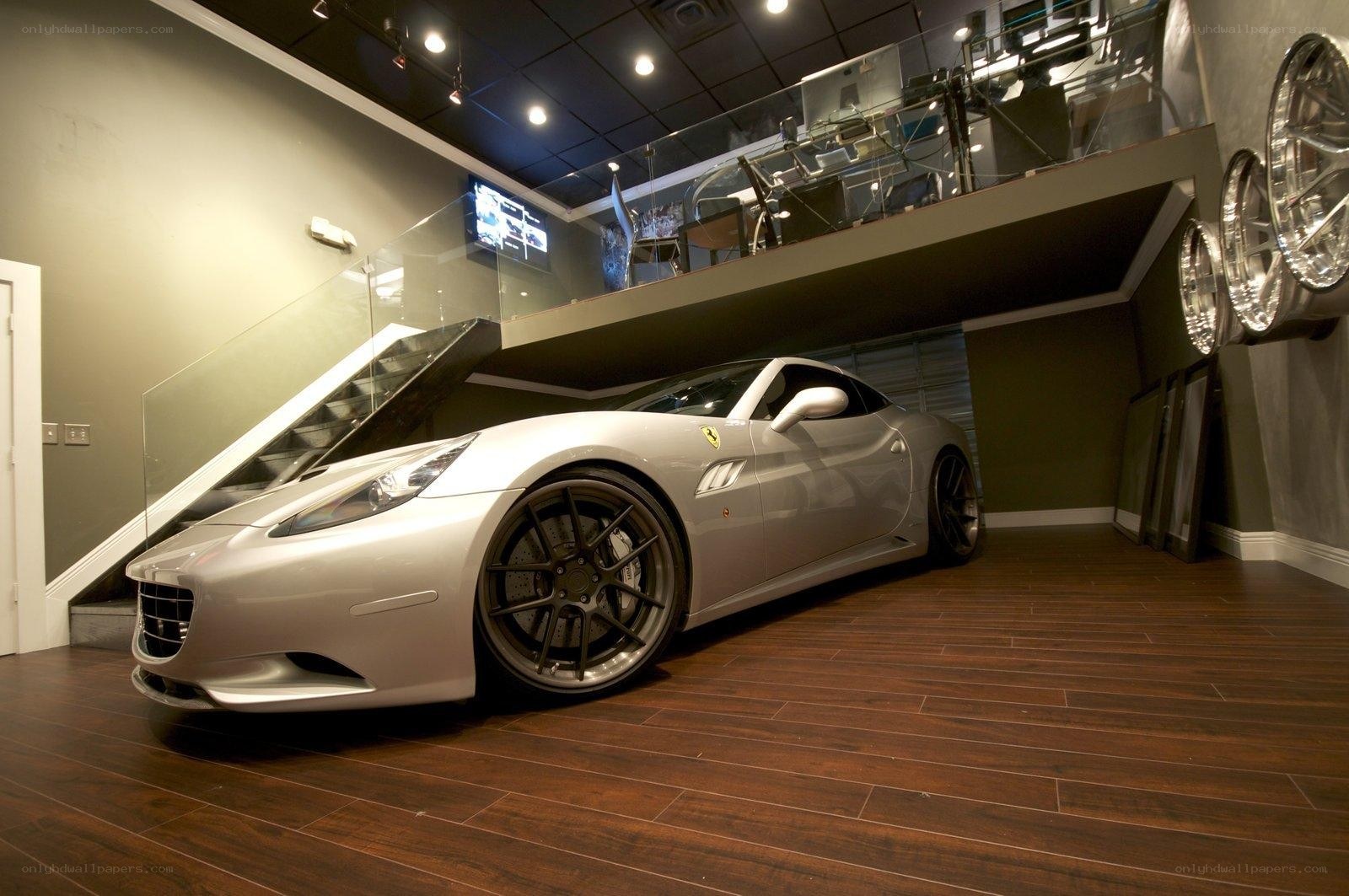 Silver Ferrari in showroom