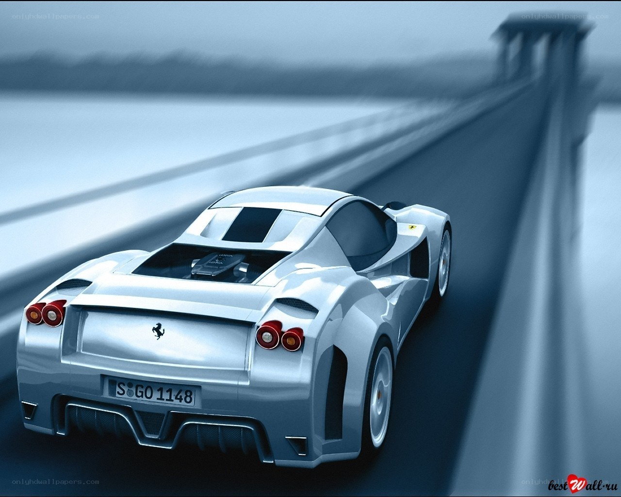 silver ferrari on a bridge