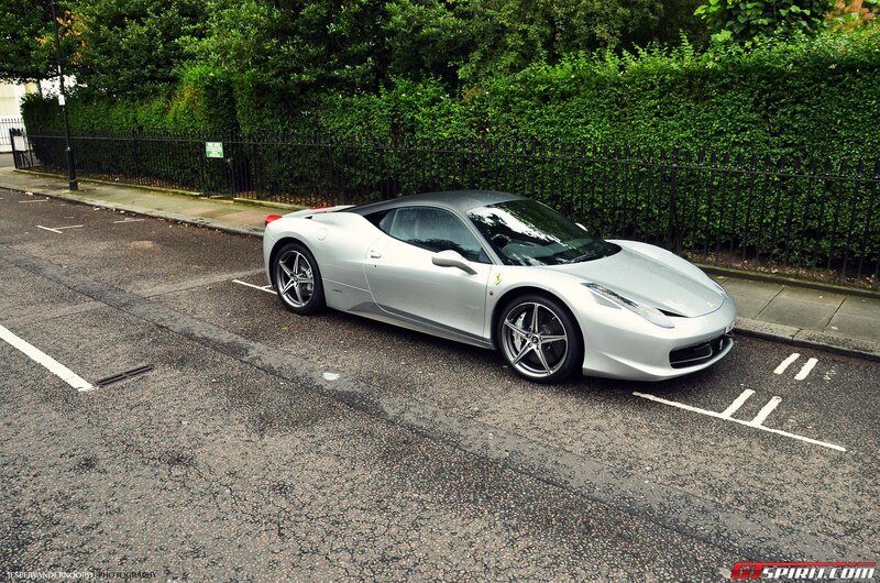 Silver Ferrari Parked