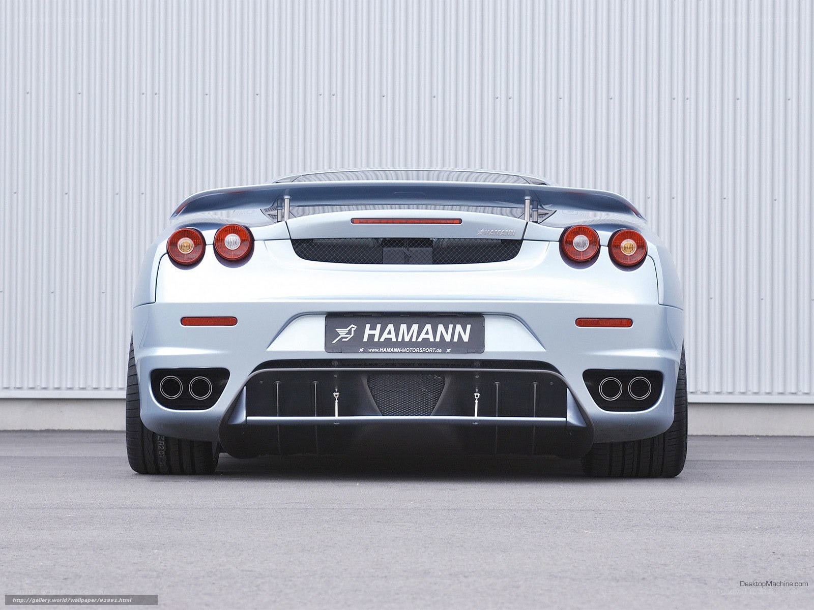 silver ferrari rear view