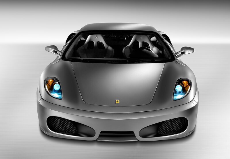 silver ferrari sports car