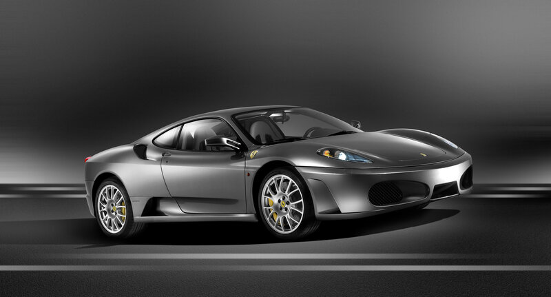 silver ferrari sports car