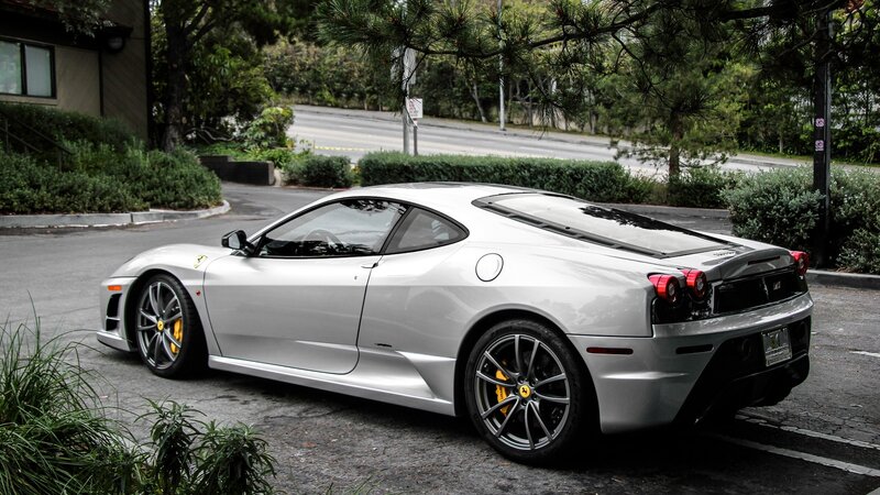silver ferrari sports car