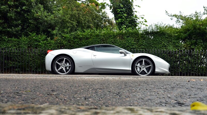 silver ferrari sports car