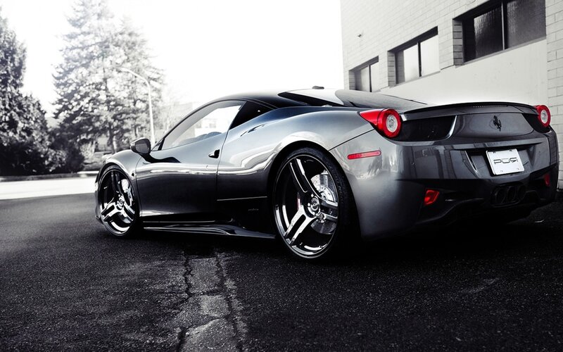 silver ferrari sports car