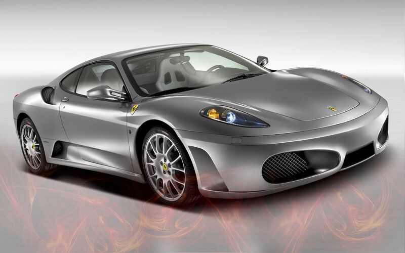 silver ferrari sports car