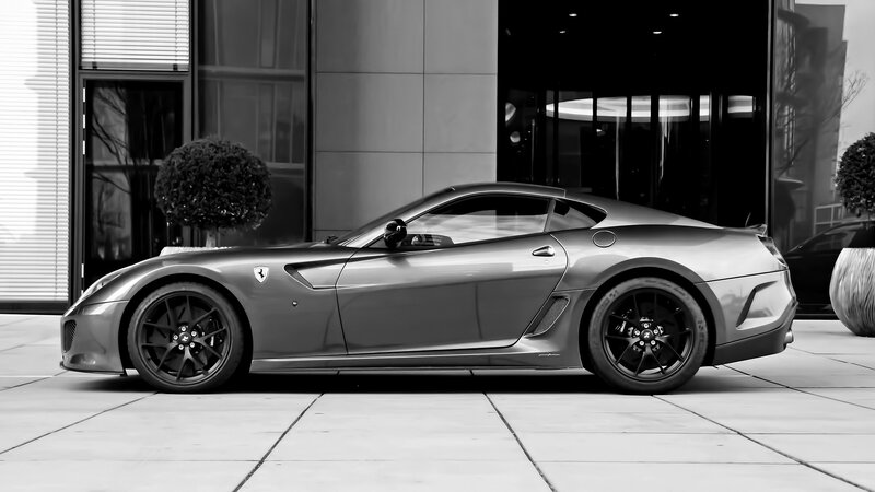 Silver Ferrari Sports Car — Black