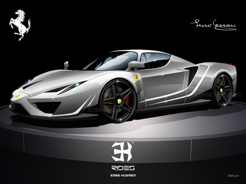 Silver Ferrari Sports Car — Dramatic, Digital Art