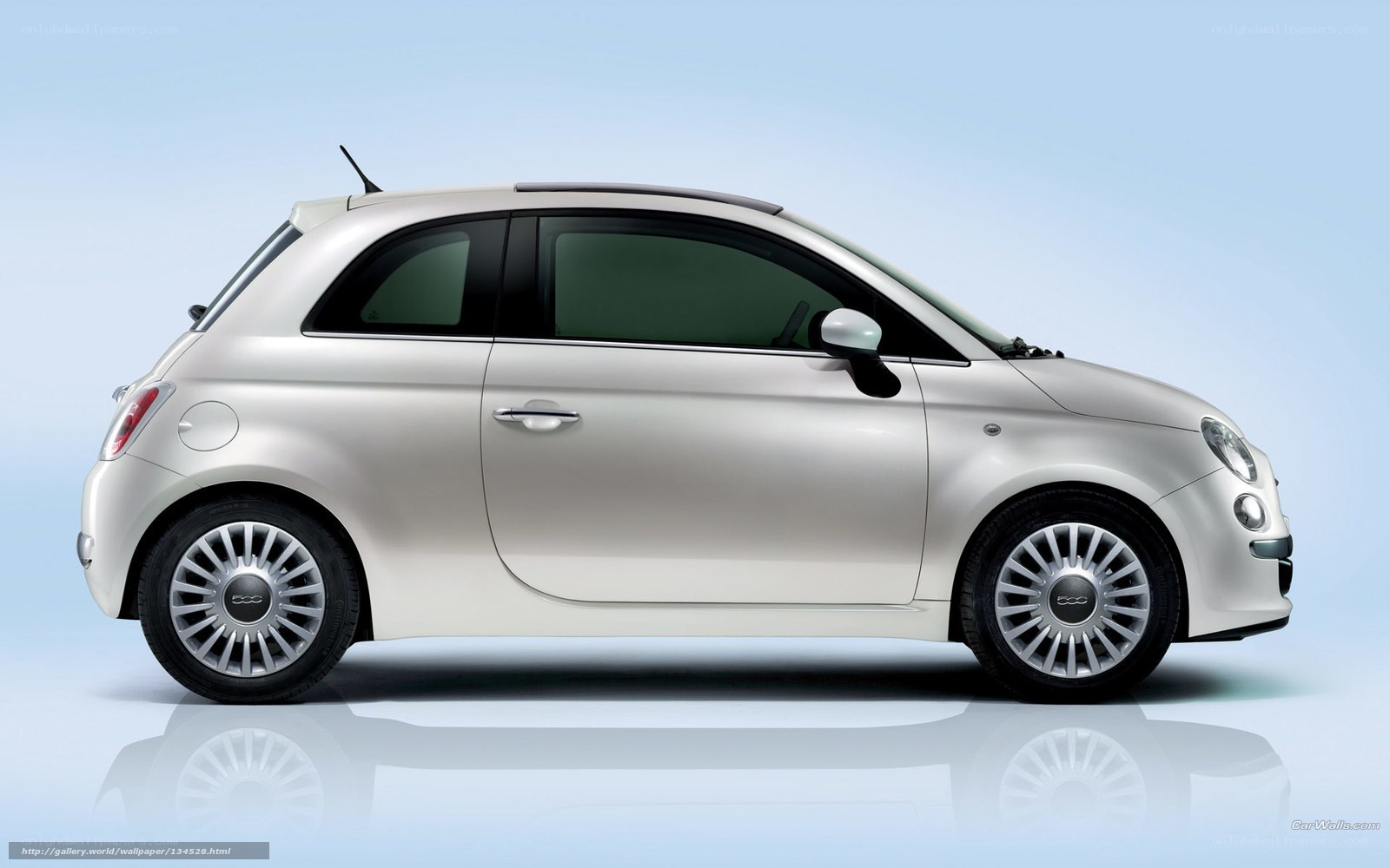 silver fiat 500 side view