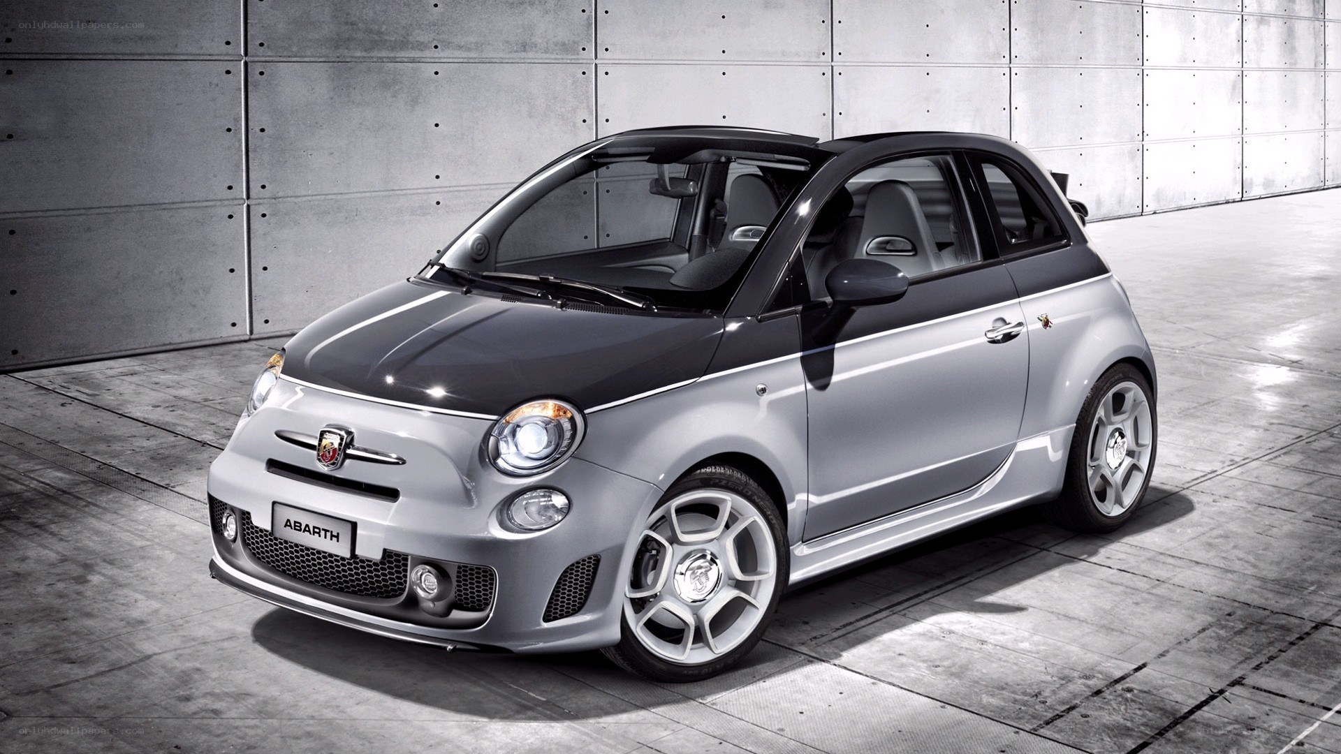 Silver Fiat Abarth car
