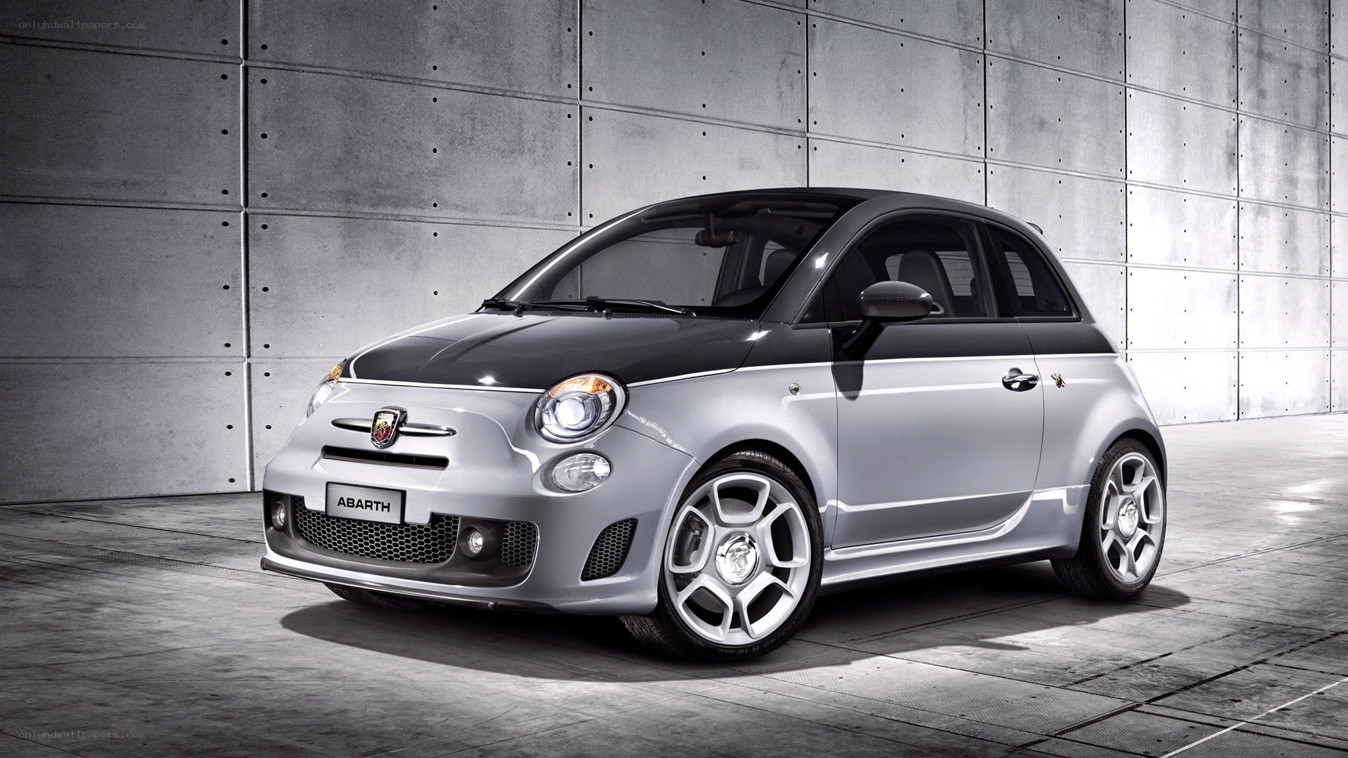 Silver Fiat Abarth car