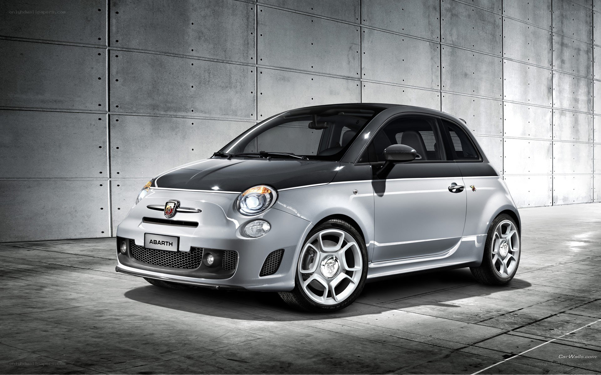 Silver Fiat Abarth car