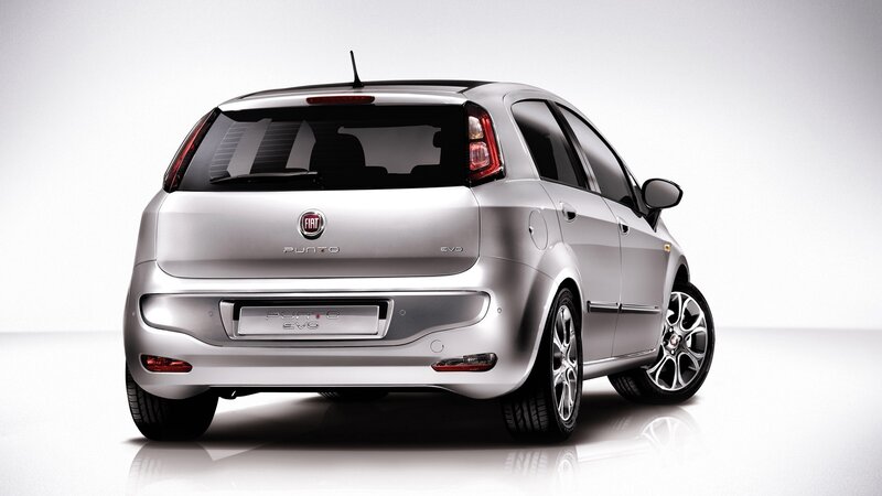silver fiat punto evo rear view