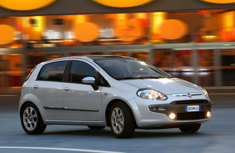 Silver Fiat Punto in motion