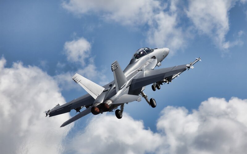 Silver Fighter Jet — Blue, Dramatic