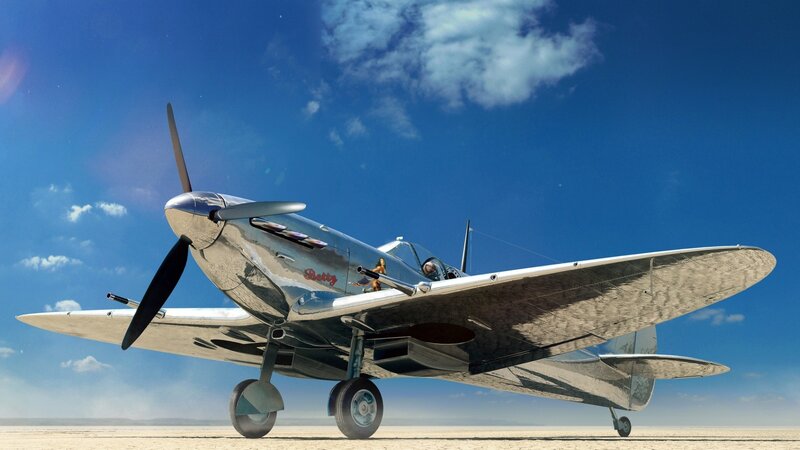 Silver Fighter Plane — Blue