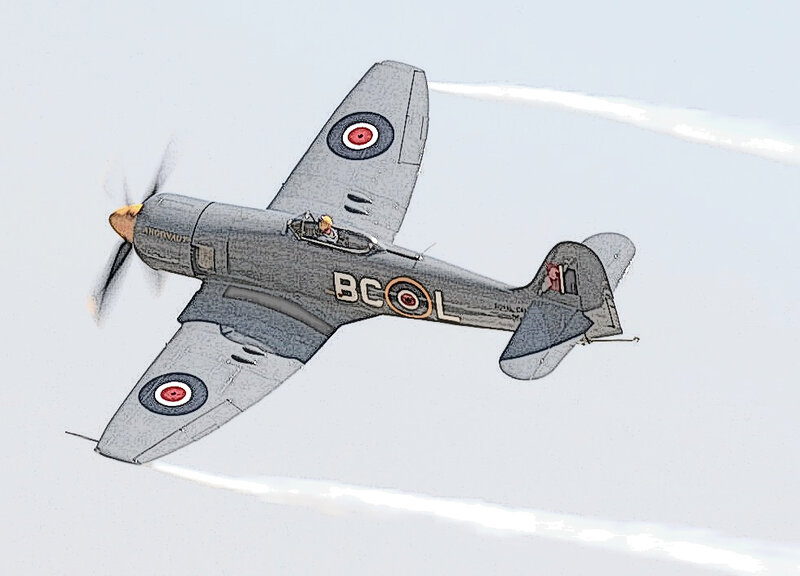 Silver Fighter Plane — Gray, Dynamic, Illustration