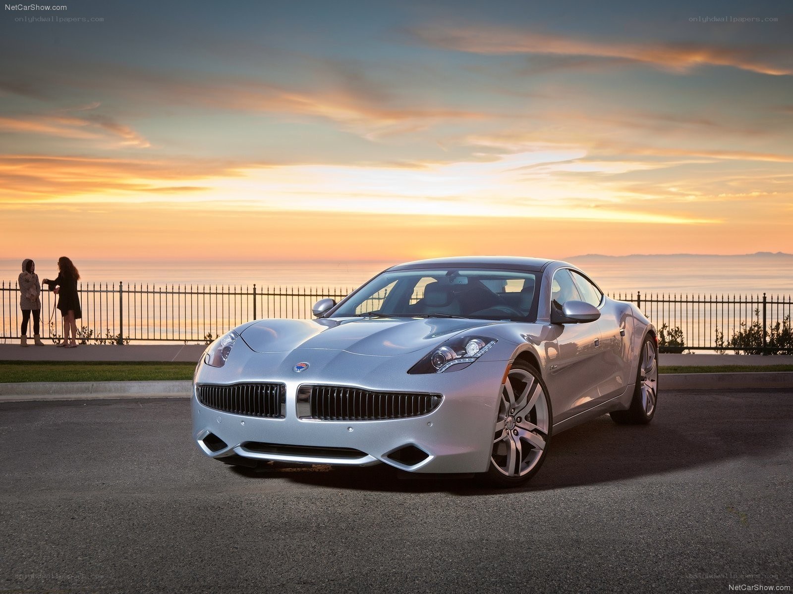 Silver Fisker Karma at sunset