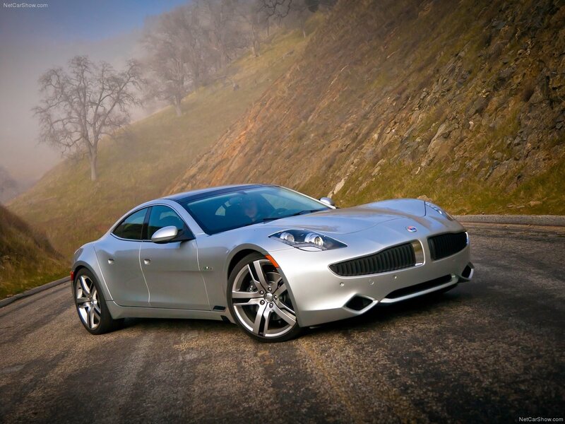 Silver Fisker Karma on a winding road
