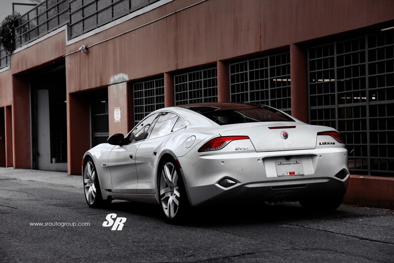 silver fisker karma parked