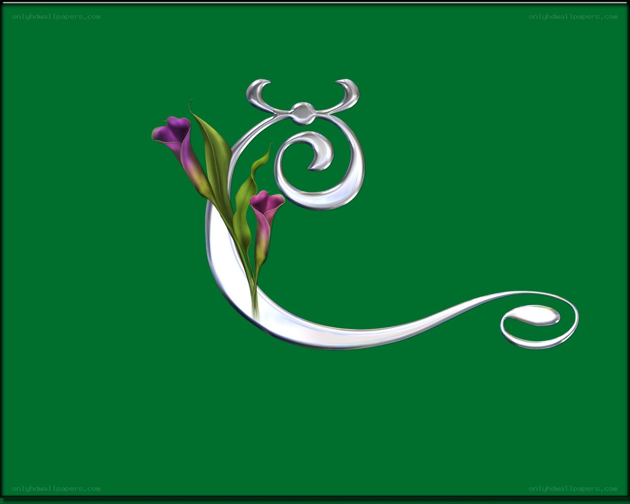 silver floral design on green