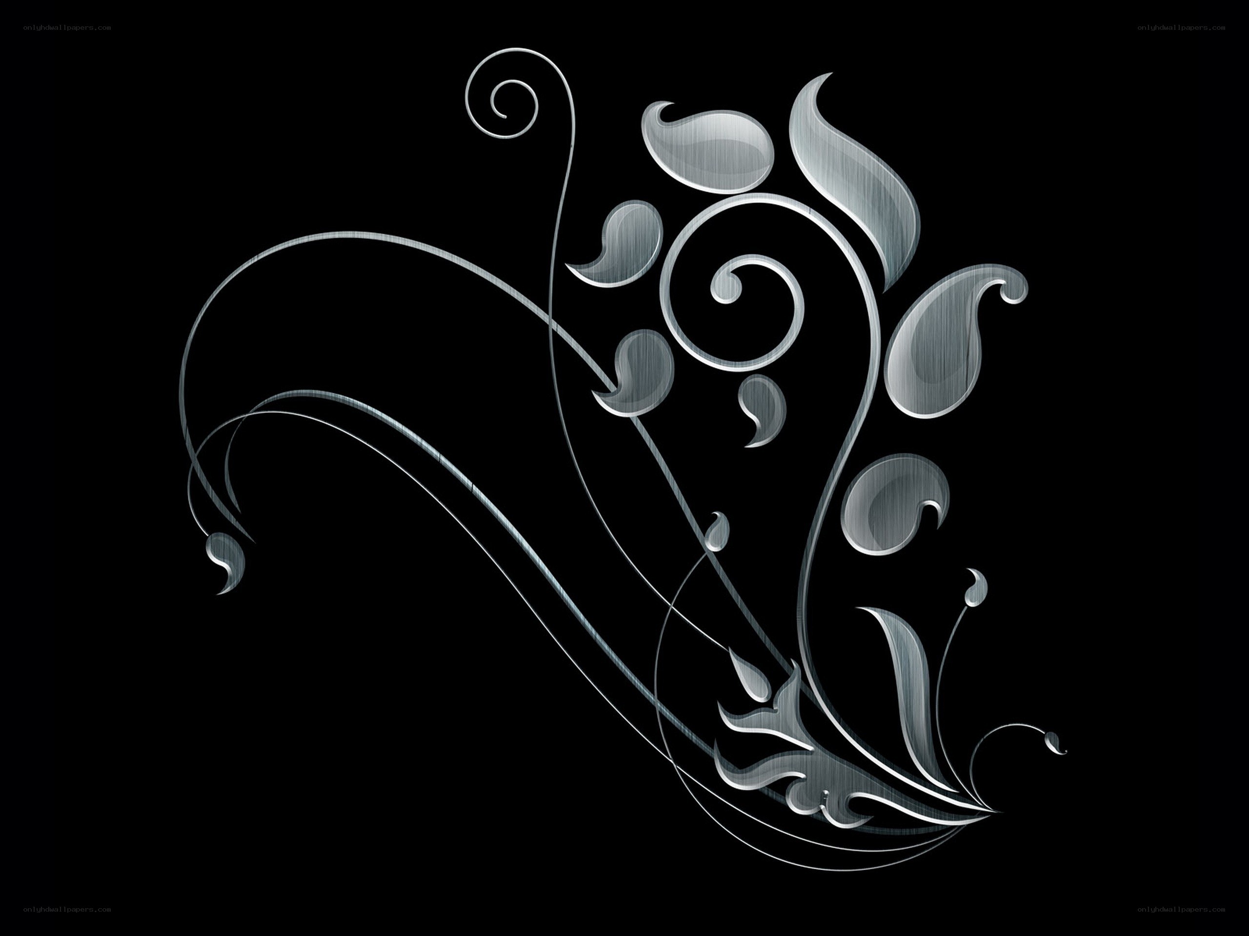 silver floral swirl design