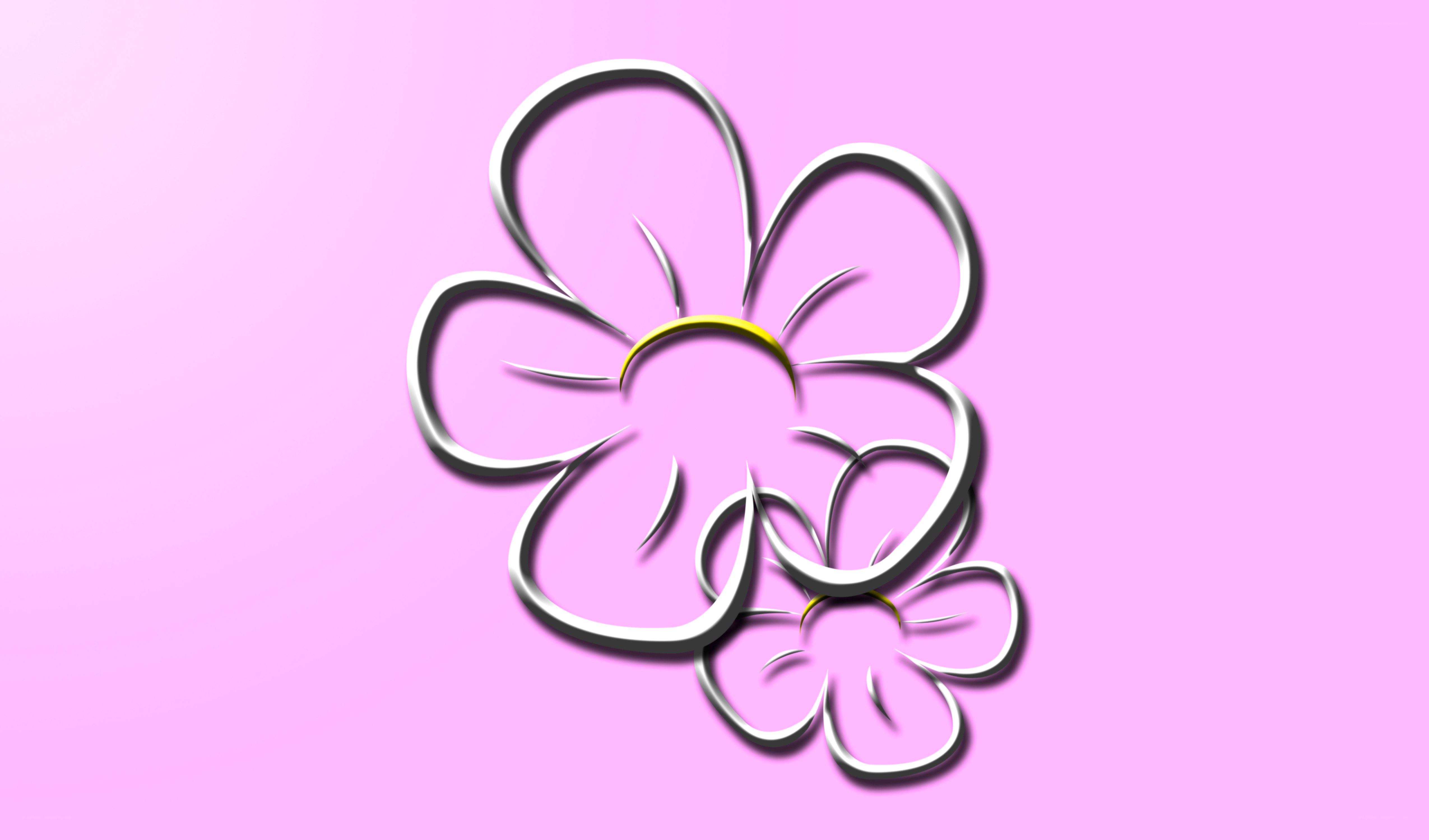 silver flower outline on pink