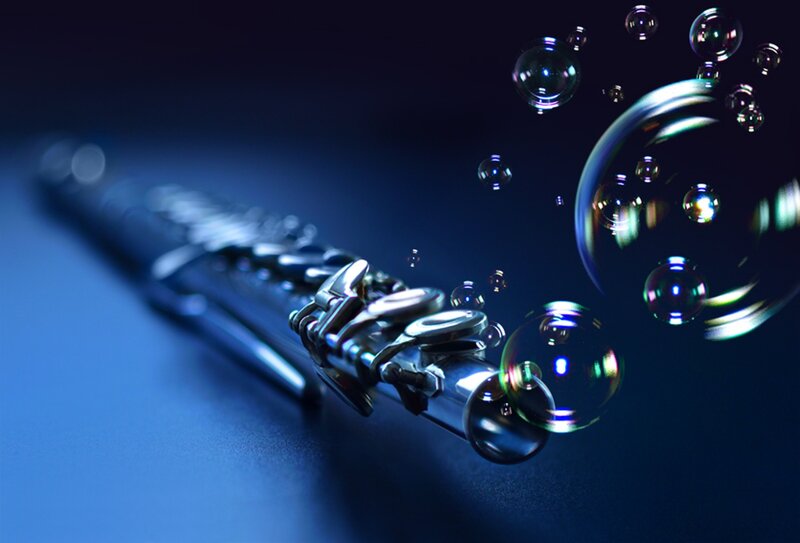 Silver Flute with Bubbles