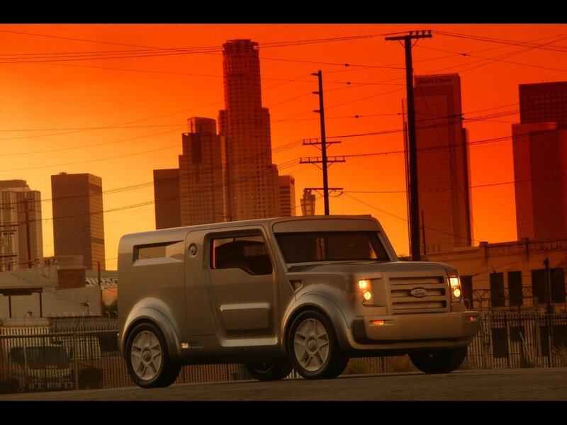 Silver Ford Concept Car at Sunset
